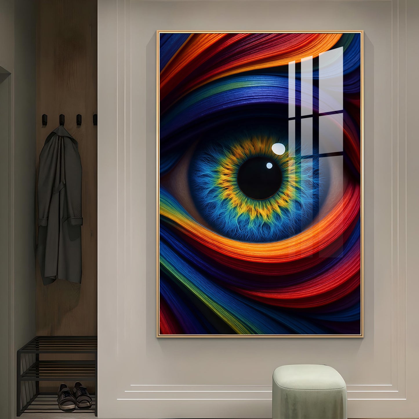 Colorful Eye Glass Finish Vertical Wall Art
