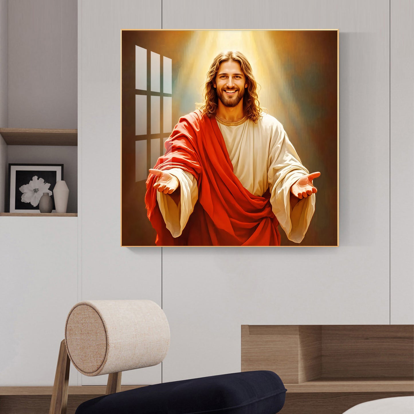 God jesus Glass Finish Square Wall Art