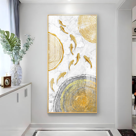 Radiant Fins Glass Finish Vertical Wall Art