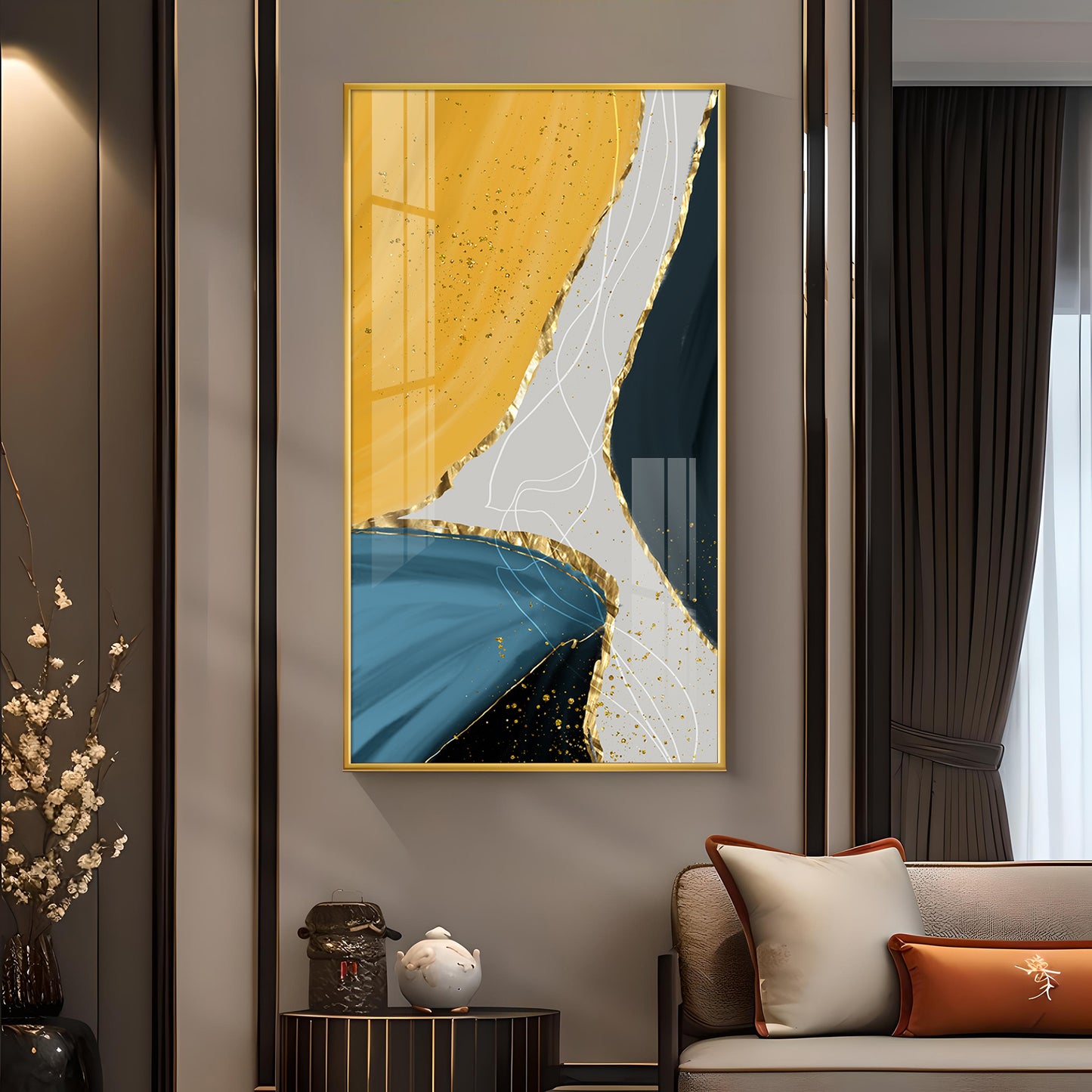 Luminous Depths Glass Finish Vertical Wall Art