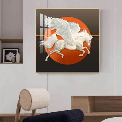 Aurora Pegasus Glass Finish Square Wall Art