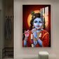 Lord Baby Krishna Glass Finish Vertical Wall Art
