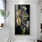 Opulent Avian Glass Finish Vertical Wall Art