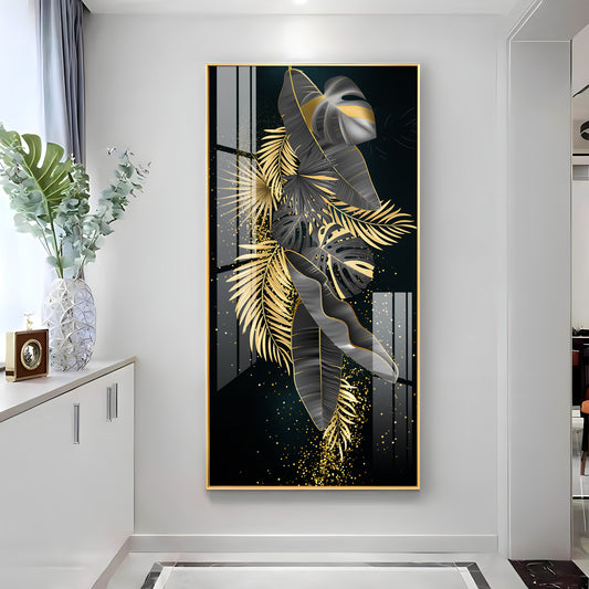 Opulent Avian Glass Finish Vertical Wall Art