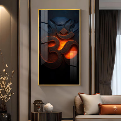 Divine Ohm Glass Finish Vertical Wall Art