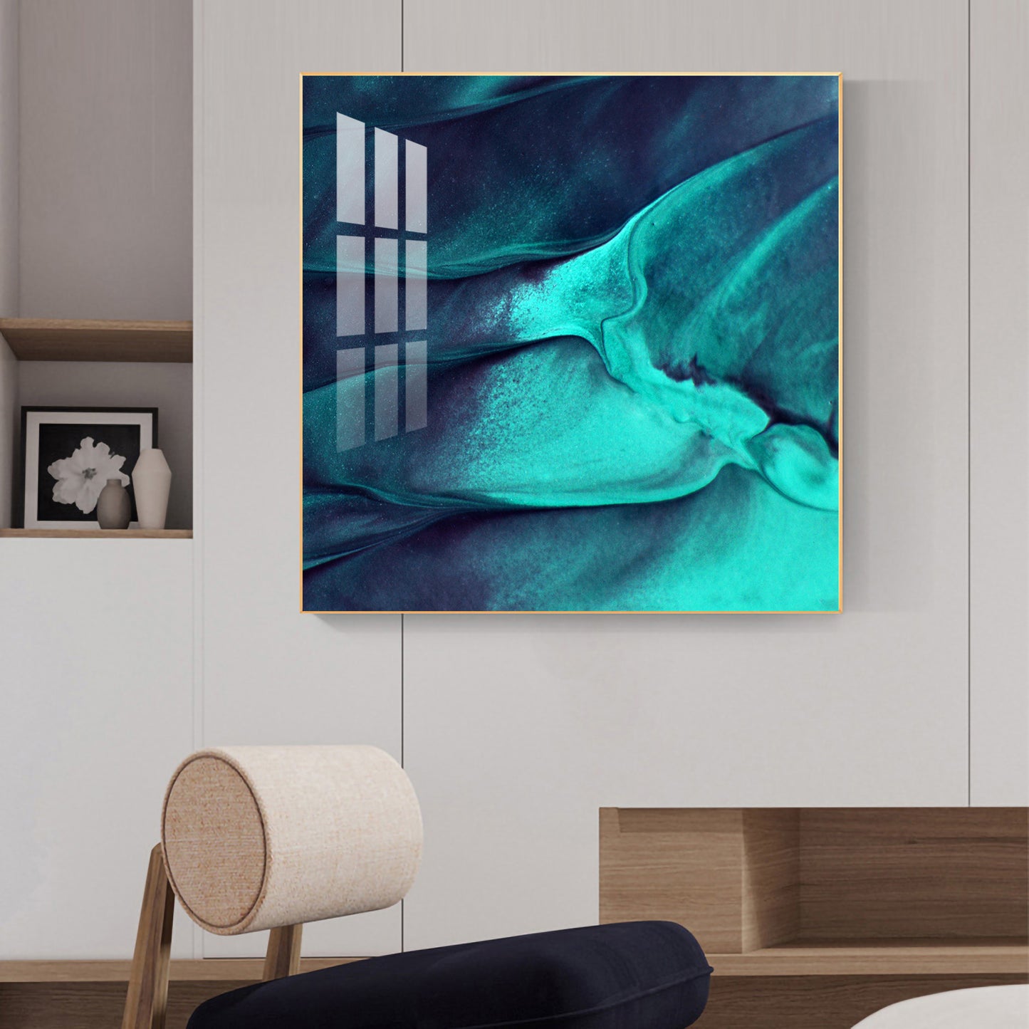 Azure Wave Masterpiece Glass Finish Square Wall Art