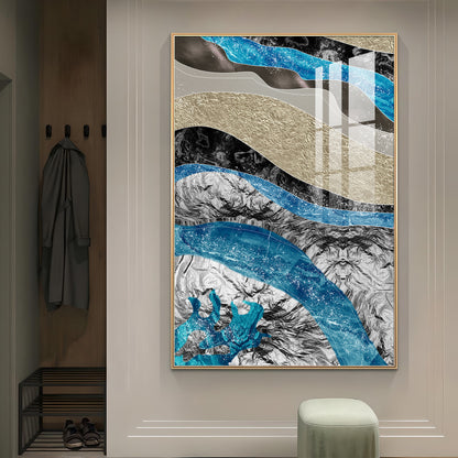 Abstract Horizon Glass Finish Vertical Wall Art