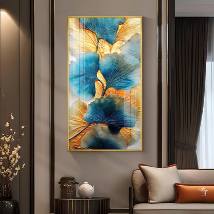 Noir Petal Glass Finish Vertical Wall Art