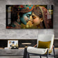 Beauty Couple Radha Krishna Glass Finish Horizontal Wall Art