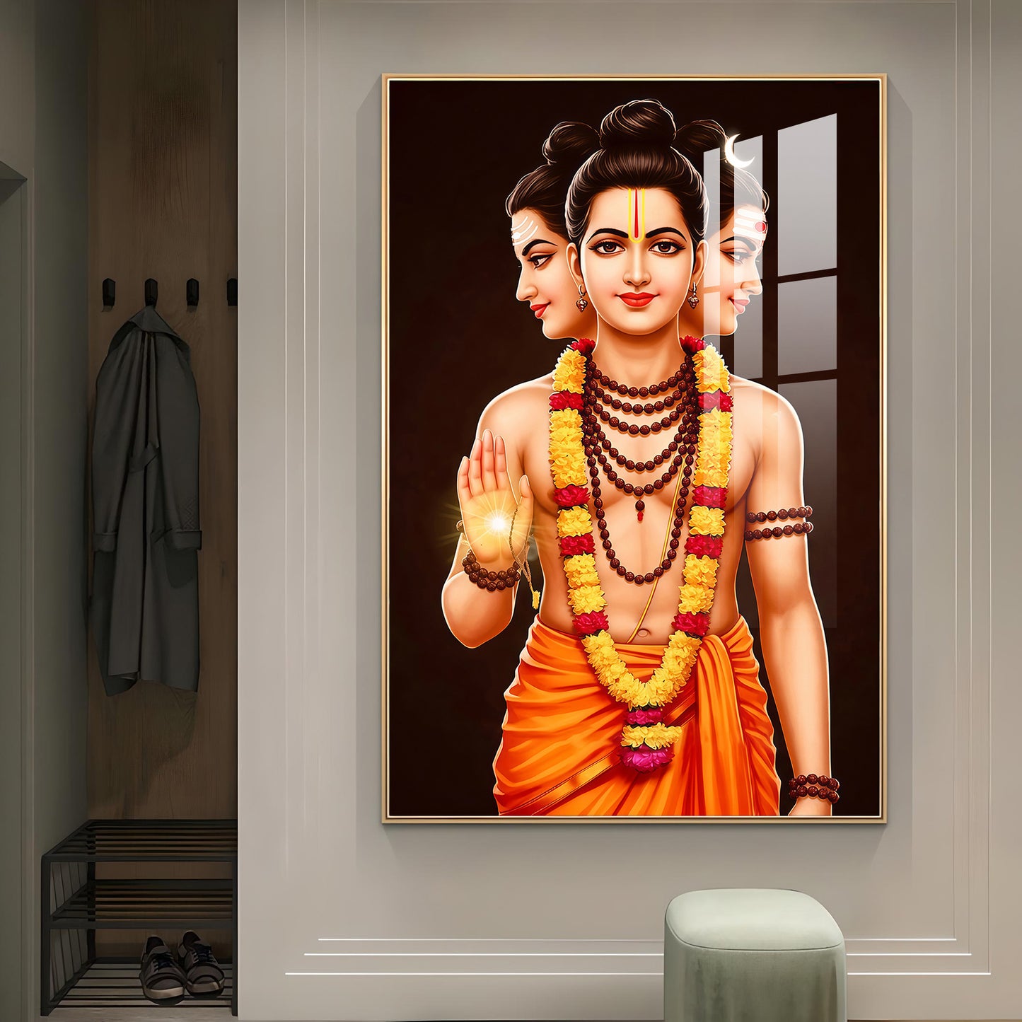 Lord Dattatreya Glass Finish Vertical Wall Art