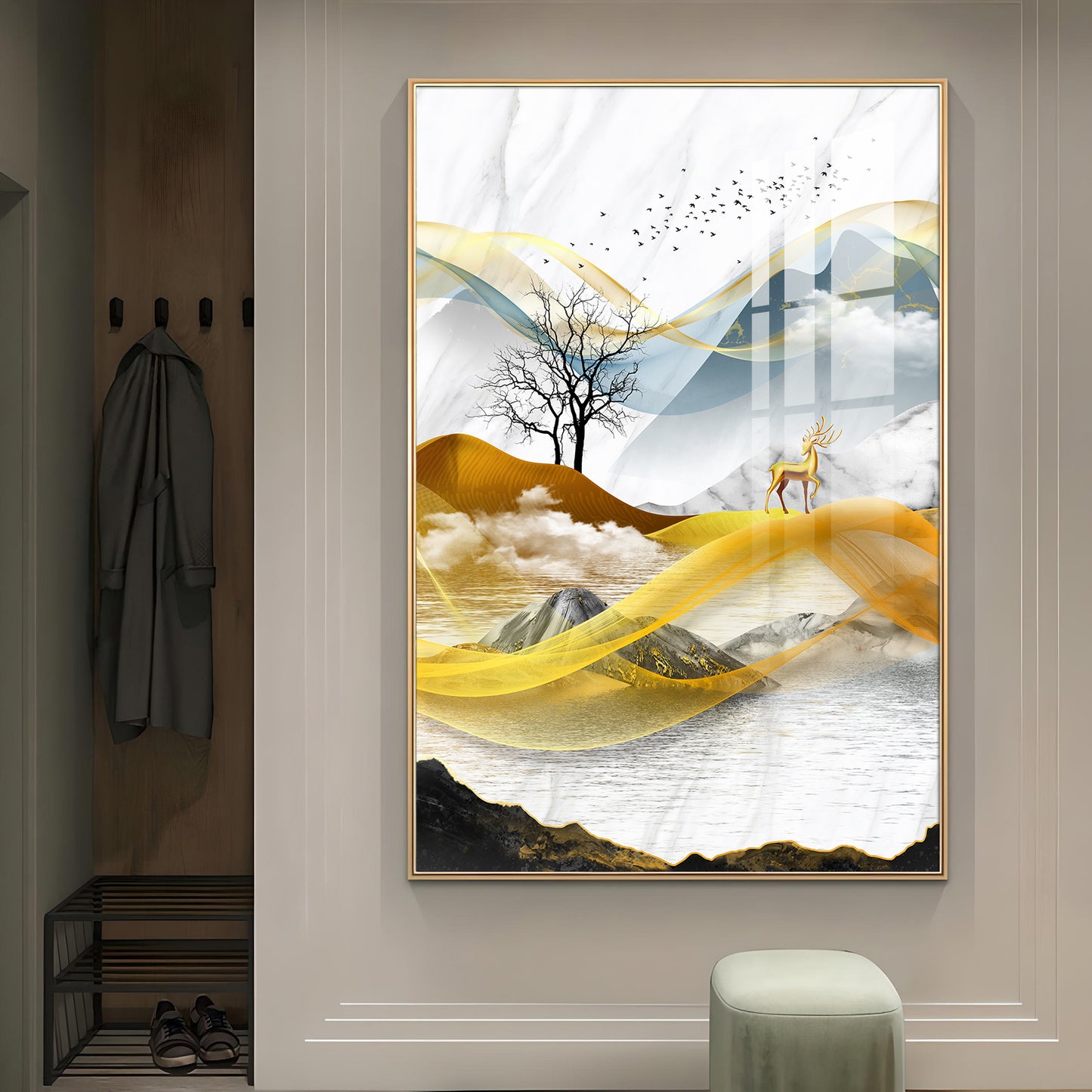 Forest Haven Glass Finish Vertical Wall Art