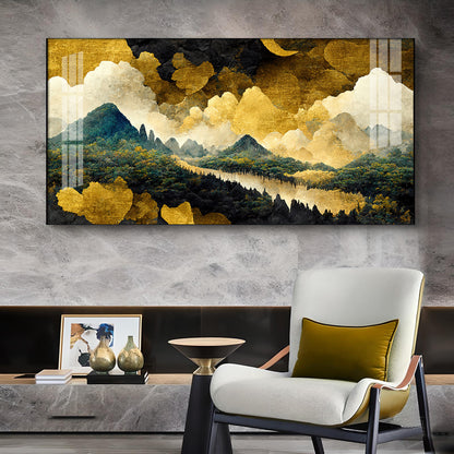 Golden Skies Glass Finish Horizontal Wall Art