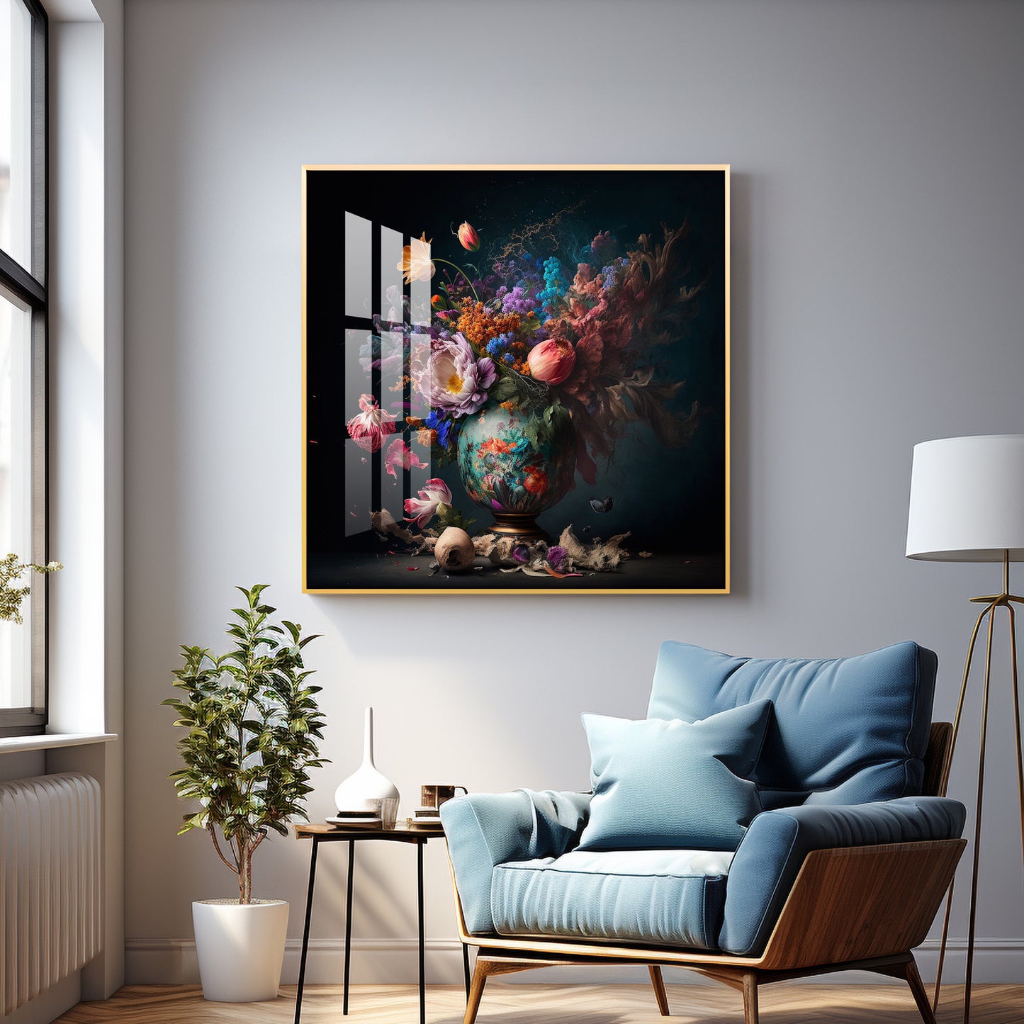 Botanical Beauty Glass Finish Square Wall Art