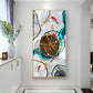 Tranquil Fish Pond Glass Finish Vertical Wall Art