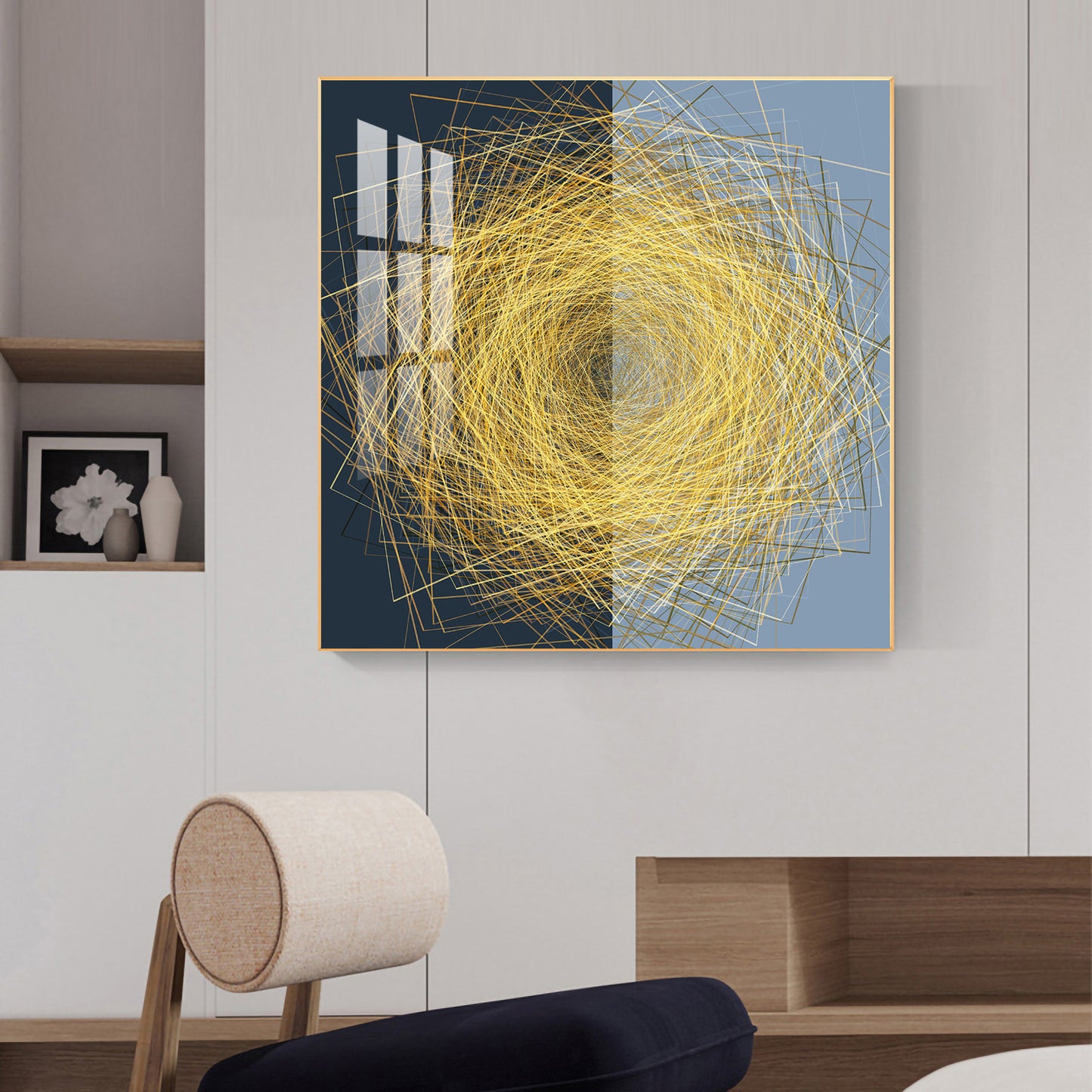 String Wire Glass Finish Square Wall Art