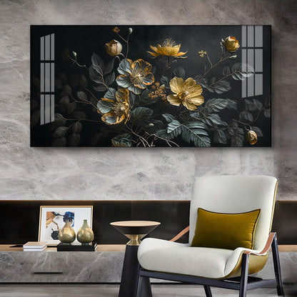 Amazing Flower Blooming Glass Finish Horizontal Wall Art