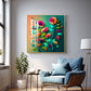 Colorful Bloom Serenity Glass Finish Square Wall Art