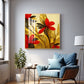 Scarlet Bloom Glass Finish Square Wall Art