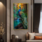 Majestic Peacock by Waterfall Glass Finish Vertical Wall Art