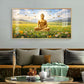 Buddha In Peaceful Nature Glass Finish Horizontal Wall Art