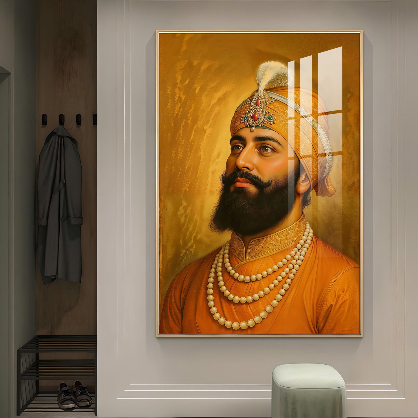 Dhan Dhan Kalgidhar Guru Gobind Singh Ji Glass Finish Vertical Wall Art