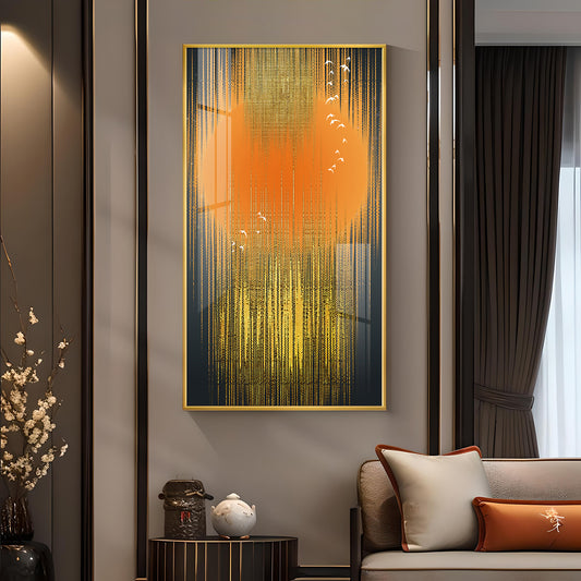 Birds Over the Canopy Glass Finish Vertical Wall Art