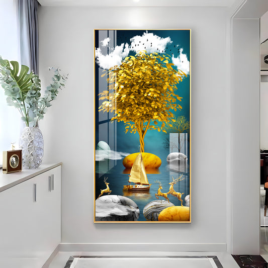 The Living Art Glass Finish Vertical Wall Art