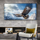 Eagle Flying Over Mountains Glass Finish Horizontal Wall Art