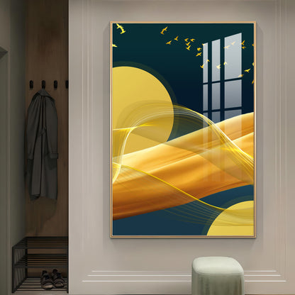 Sunlit Wave Mural Glass Finish Vertical Wall Art