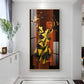 Abstract Deer Portrait Glass Finish Vertical Wall Art