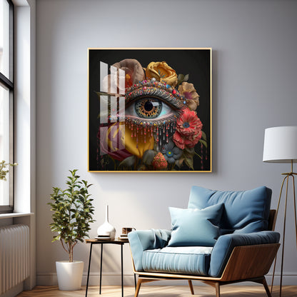 Opulent Eye Oasis Glass Finish Square Wall Art