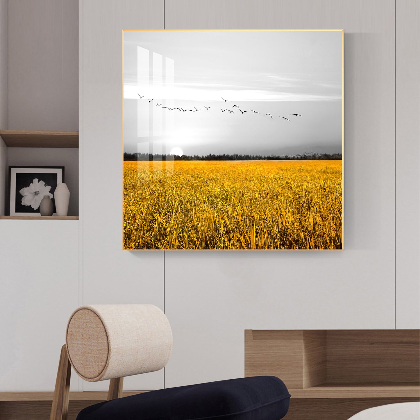 Fields of Freedom Glass Finish Square Wall Art