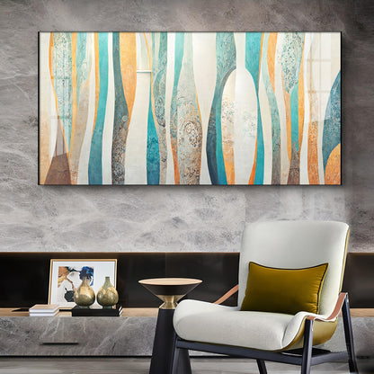 Abstract Colorfall Glass Finish Horizontal Wall Art