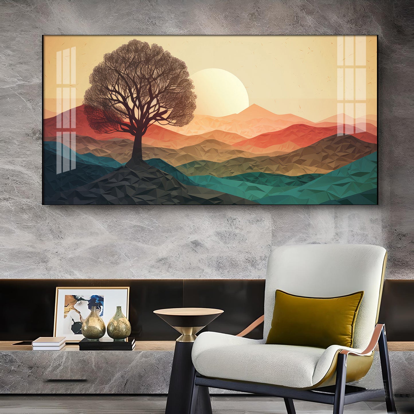 Majestic Sunlit Forest Glass Finish Horizontal Wall Art