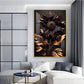 Golden Bloom Artistry Glass Finish Vertical Wall Art