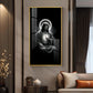 Jesus Black and White Glass Finish vertical Wall Art