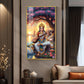 Goddess Saraswati Glass Finish Vertical Wall Art