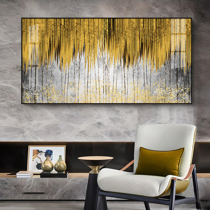 Functional Golden Line Glass Finish Horizontal Wall Art