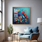 Shadowed Blooms Glass Finish Square Wall Art