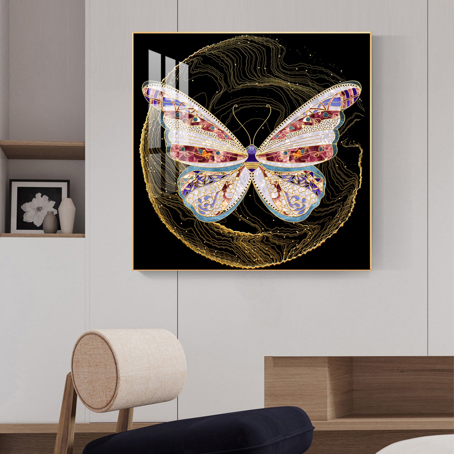 Nocturnal Wings Glass Finish Square Wall Art