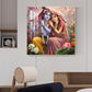 Shri Radha Krishna Glass Finish Square Wall Art
