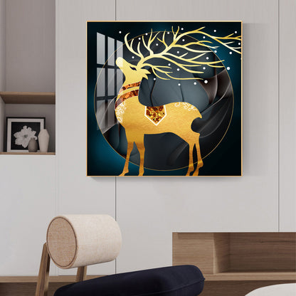 Ethereal Antlers Glass Finish Square Wall Art