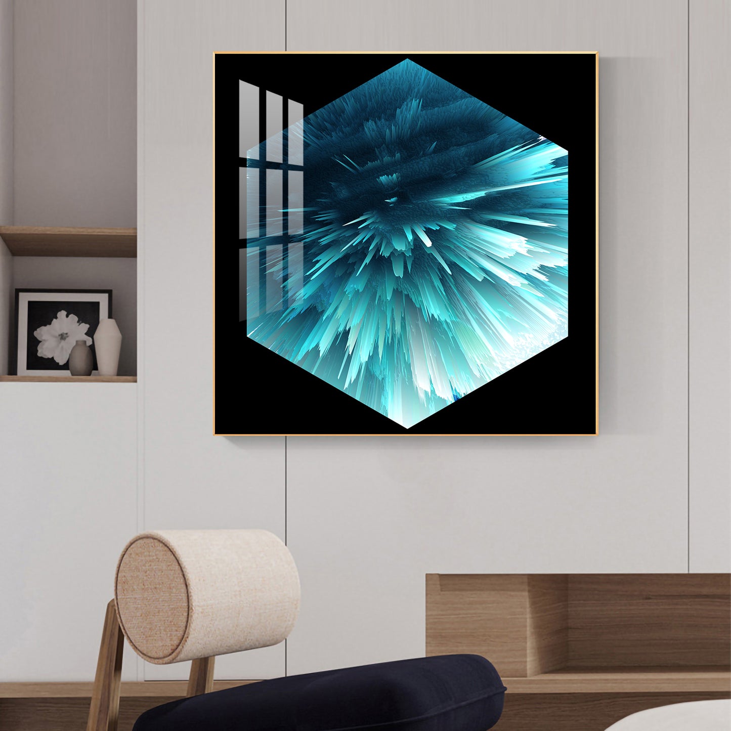 Oceanic Abstraction Glass Finish Square Wall Art