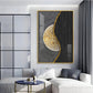 Golden Harmony Glass Finish Vertical Wall Art