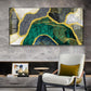 Golden Blue Torquiose Glass Finish Horizontal Wall Art