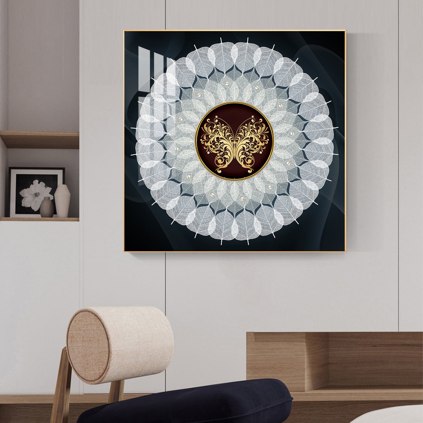 Celestial Flutter Glass Finish Square Wall Art