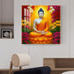 Serene Gautam Buddha Glass Finish Square Wall Art