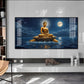 Buddha Sitting Peacfully Glass Finish Horizontal Wall Art
