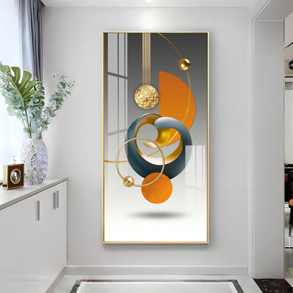 Abstract Geometry Glass Finish Vertical Wall Art