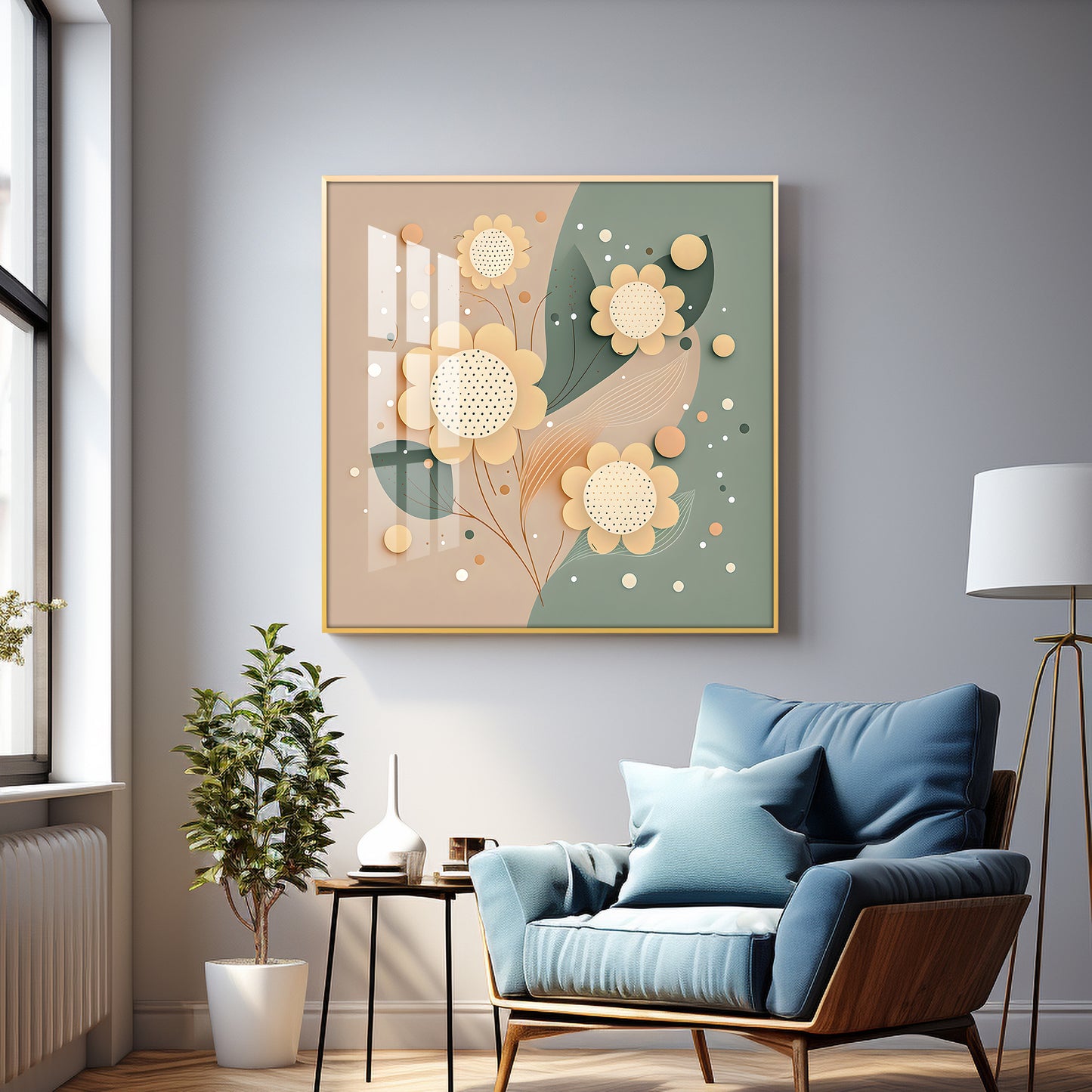 Petal Palette Glass Finish Square Wall Art